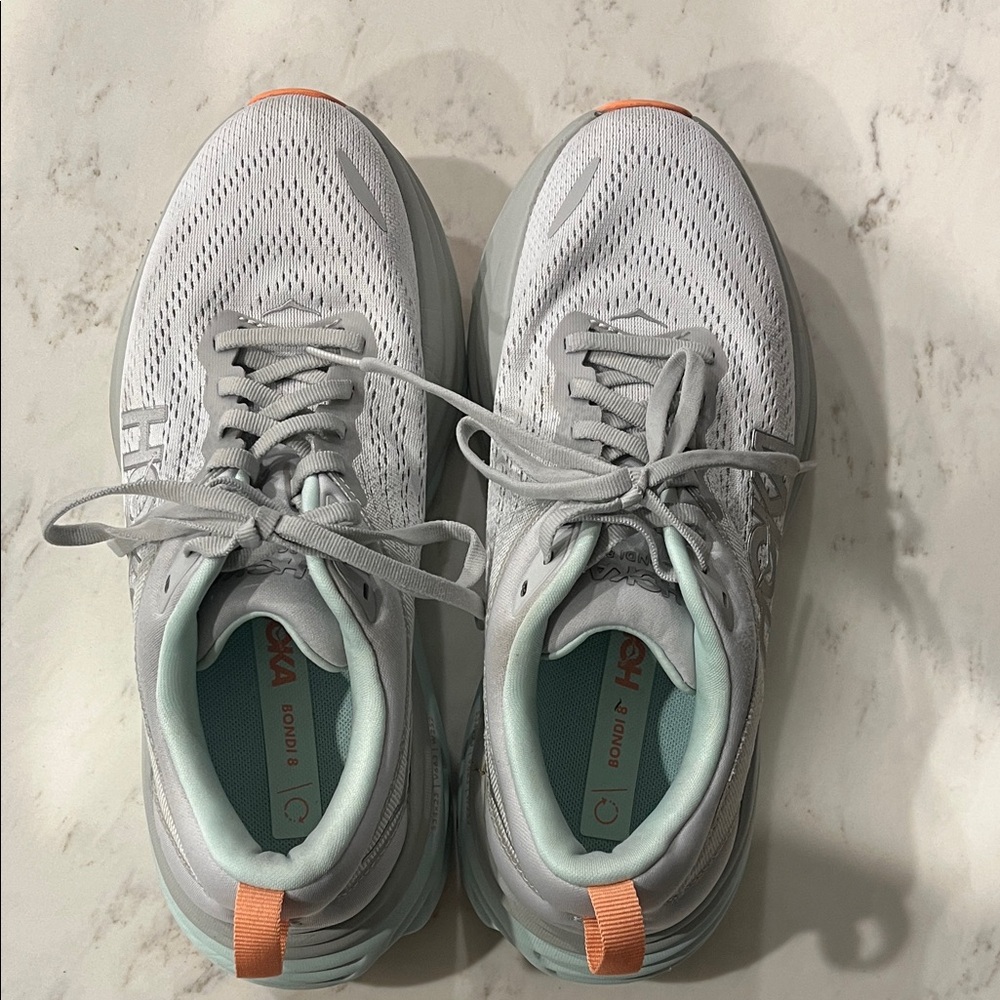 Hoka Women's Light Gray and Mint Athletic Shoes